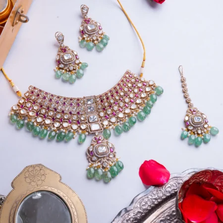 Royal Frequency – Grand Polki Emerald Bridal Set